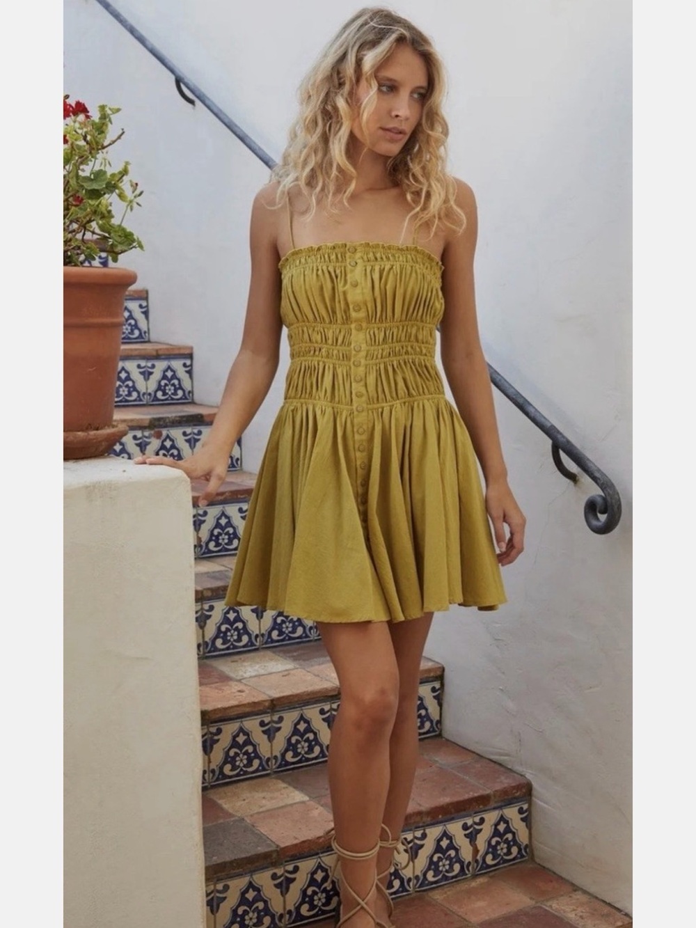 Lucy Paris Olive Smocked Strapless Mini Dress